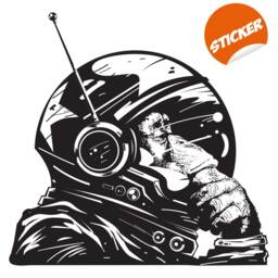 Thinking Astronaut Monkey Print Art Wall Sticker - The Thinker Chimp Space Astronauts Mural Decal Astro Chimpanzee Spacemonkey With Helmet - thumbnail 2