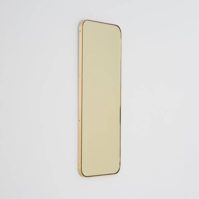 Quadris??? Rectangular Gold Tinted Contemporary Mirror With A Brass Frame - Xl - image 1
