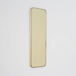 Quadris??? Rectangular Gold Tinted Contemporary Mirror With A Brass Frame - Xl - thumbnail 1
