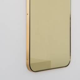 Quadris??? Rectangular Gold Tinted Contemporary Mirror With A Brass Frame - Xl - thumbnail 2