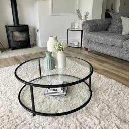 Avery Round Glass Metal Coffee Table - thumbnail 3