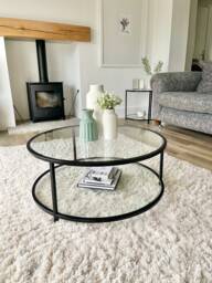 Avery Round Glass Metal Coffee Table - thumbnail 1