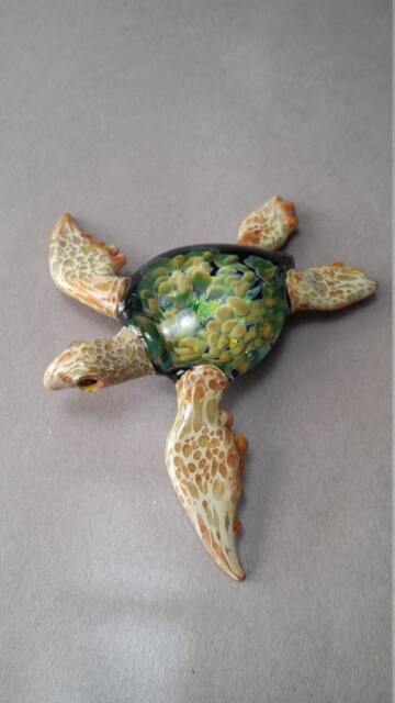 Blown Glass Sea Turtle Sculpture Lampwork Ocean Art - image 1