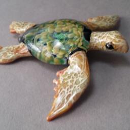 Blown Glass Sea Turtle Sculpture Lampwork Ocean Art - thumbnail 3