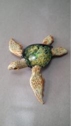 Blown Glass Sea Turtle Sculpture Lampwork Ocean Art - thumbnail 1