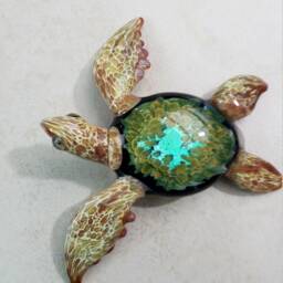 Blown Glass Sea Turtle Sculpture Lampwork Ocean Art - thumbnail 4