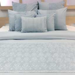 King, Queen & Twin Size Grey Decorative Duvet Cover Set, Cotton Lace Embroidery, Geometric Contemporary - Adornment - thumbnail 3