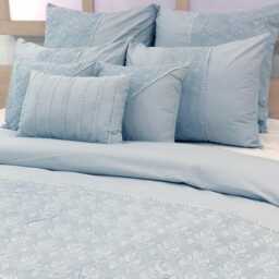 King, Queen & Twin Size Grey Decorative Duvet Cover Set, Cotton Lace Embroidery, Geometric Contemporary - Adornment