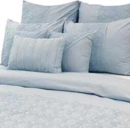 King, Queen & Twin Size Grey Decorative Duvet Cover Set, Cotton Lace Embroidery, Geometric Contemporary - Adornment - thumbnail 2