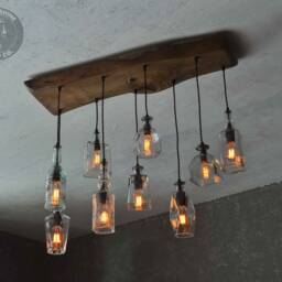 The Big Sur Bottle Live Edge Wood & Glass Chandelier - thumbnail 4