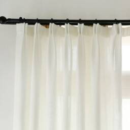 Pair Of White Cotton Linen Blend Curtains, Off Fabric Canvas Weight, Drapes - thumbnail 2