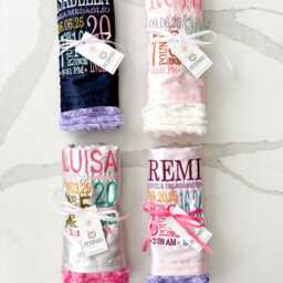 Personalized Baby Blanket Satin & Minky Lovey, Newborn Keepsake - thumbnail 2