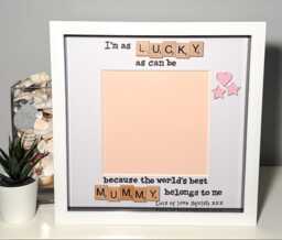 Mummy Scrabble Art Frame - Lucky As Can Be Photo Handmade Birthday Christmas Everday Gift Loved Present Mother's Day