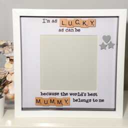Mummy Scrabble Art Frame - Lucky As Can Be Photo Handmade Birthday Christmas Everday Gift Loved Present Mother's Day - thumbnail 3
