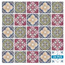 Portuguese Wall Tile Set Of 24 Kitchen Bathroom Ceramic Mexican Decals Stickers Mixed Tiles Shower Walls Accessories H301 - thumbnail 1