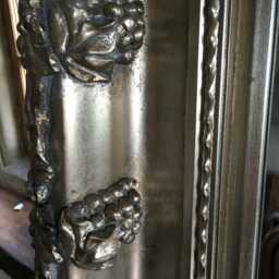 Chunky Wood Large Heavy Antique Silver Leaf Statement French Ornate Over Mantle Beveled Wall Mirror 4 Ft X 3Ft - thumbnail 3