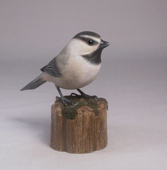 Mountain Chickadee Hand Carved & Painted Wooden Bird - image 1