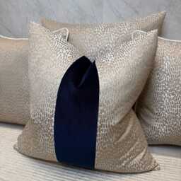 Champagne Navy Stripe Cushion Cover - Luxury Euro Sham, Bespoke Pillow Cover All Sizes Available/ Double Sided - thumbnail 4