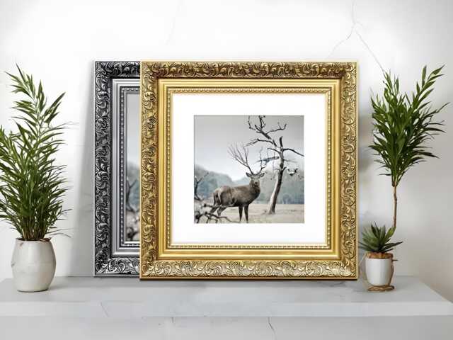 Handmade Square Ornate Picture Frames With Mount, Modern Wall Art Home Decor, Dahlia Anniversary Gifts Frame, Traditional Frame - image 1