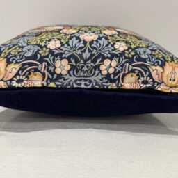 William Morris Strawberry Thief Blue/Navy Plush Velvet Fabric 12 - thumbnail 2