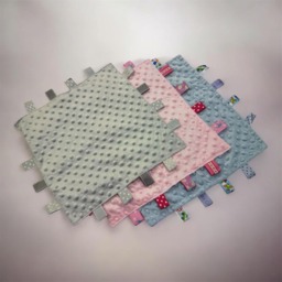 Personalised Baby Tag Comfort Blanket, Babies Taggy Embroidered Custom Name, Comforter D.o.b Shower Gifts - thumbnail 1