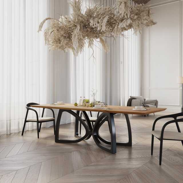 Hardwood Oak Modern Dining Table 0125 - image 1