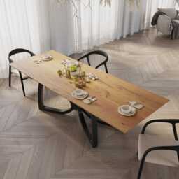 Hardwood Oak Modern Dining Table 0125 - thumbnail 2