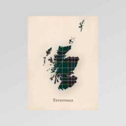 Clan Teviotdale Scottish Tartan Map - Of Scotland Family Wall Decor, Ready To Hang - thumbnail 2