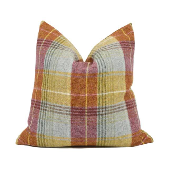 Jim Dickens - Carousel Check Fireclay Pure Wool Tartan Plaid Cushion Cover Handmade Throw Pillow Designer Home D??cor - image 1