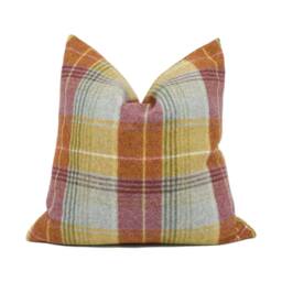 Jim Dickens - Carousel Check Fireclay Pure Wool Tartan Plaid Cushion Cover Handmade Throw Pillow Designer Home D??cor