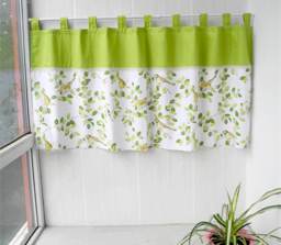 Lime Green Cafe Curtain Valance, Birds & Tree Print, Kids Nursery Decor - thumbnail 1