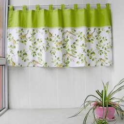 Lime Green Cafe Curtain Valance, Birds & Tree Print, Kids Nursery Decor - thumbnail 2