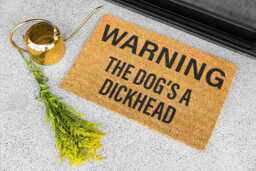 Warning The Dog's A Dickhead Tv Show Doormat 2 Sizes Novelty Gift Present