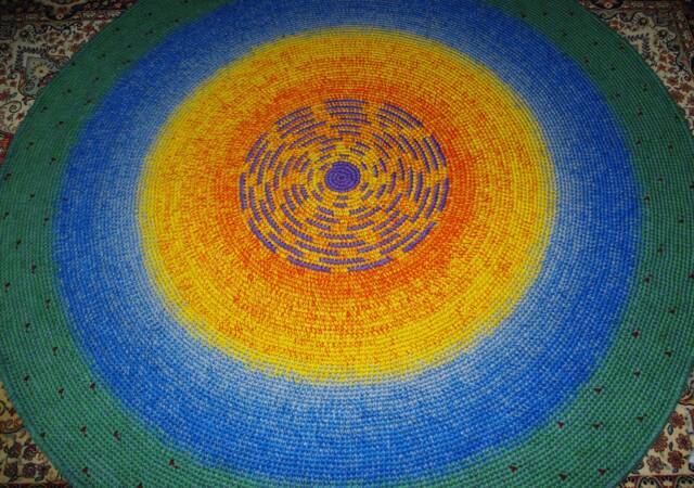 Handmade Wool Round Rug, Colorful Crochet Rug - image 1