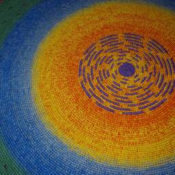 Handmade Wool Round Rug, Colorful Crochet Rug - thumbnail 2