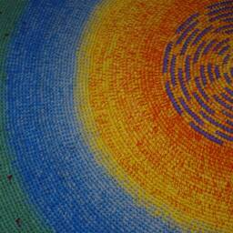 Handmade Wool Round Rug, Colorful Crochet Rug - thumbnail 3