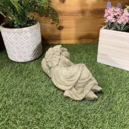 stone Garden Sleeping Angel With Wings Resting Memorial Gift Ornament - thumbnail 4