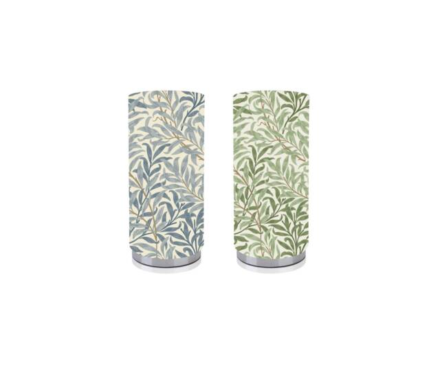 Handmade Willow Bough Pad Lamp, Azure/ Sage Floral Night Light - image 1