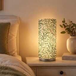 Handmade Willow Bough Pad Lamp, Azure/ Sage Floral Night Light - thumbnail 2
