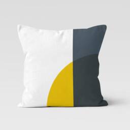 Abstract Cushion Cover-Geometric Yellow Grey Pillow Case-Garden Party Cushion Cover-Housewarming Case-Gift For Her-Handmade Material - thumbnail 4
