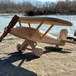 Plane Wooden Toys Natural Eco Ariplane Handmade Gift For Kids - thumbnail 2