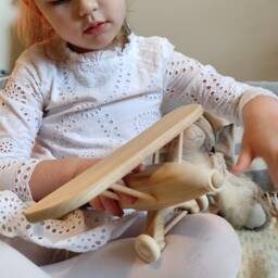 Plane Wooden Toys Natural Eco Ariplane Handmade Gift For Kids - thumbnail 4