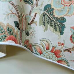 Richloom Orange/Green Jacobean Floral-Window Valance Lined & Corded Rod Pocket Scalloped Linen Blend Fabric Made To Order - thumbnail 3