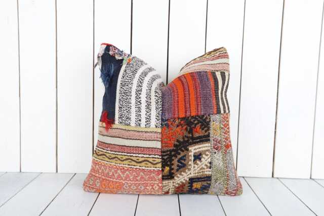 Handmade Kilim Pillow Cover - 16x16 Vintage Turkish Cushion - image 1