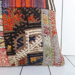 Handmade Kilim Pillow Cover - 16x16 Vintage Turkish Cushion - thumbnail 3