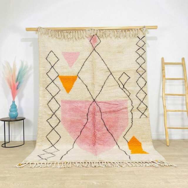 Pink & Orange Abstract Moroccan Rug - Azilal Shag Large Area Handmade Berber Wool Carpet Dopamine Decor Statement Floor Art - image 1