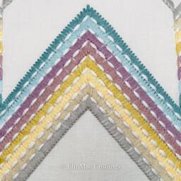 Luxury Designer Chevron Zig Zag Embroidered Green Yellow Cushion Pillow Cover - thumbnail 2