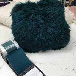 Dark Gray Tibetan Sheepskin Pillow, Long Fur Cushion - 50cm - thumbnail 4