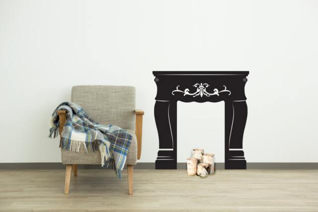 Faux Fireplace Mantel - Shabby Chic Wall Decal Custom Vinyl Art Stickers For Homes, Kids Rooms, Classrooms, Dorms - image 1