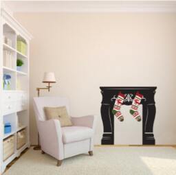 Faux Fireplace Mantel - Shabby Chic Wall Decal Custom Vinyl Art Stickers For Homes, Kids Rooms, Classrooms, Dorms - thumbnail 2